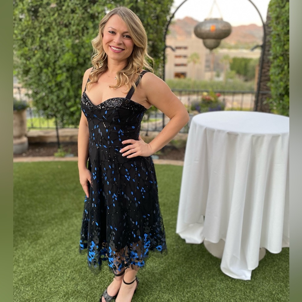 Elegant Black and Blue Women's Dress